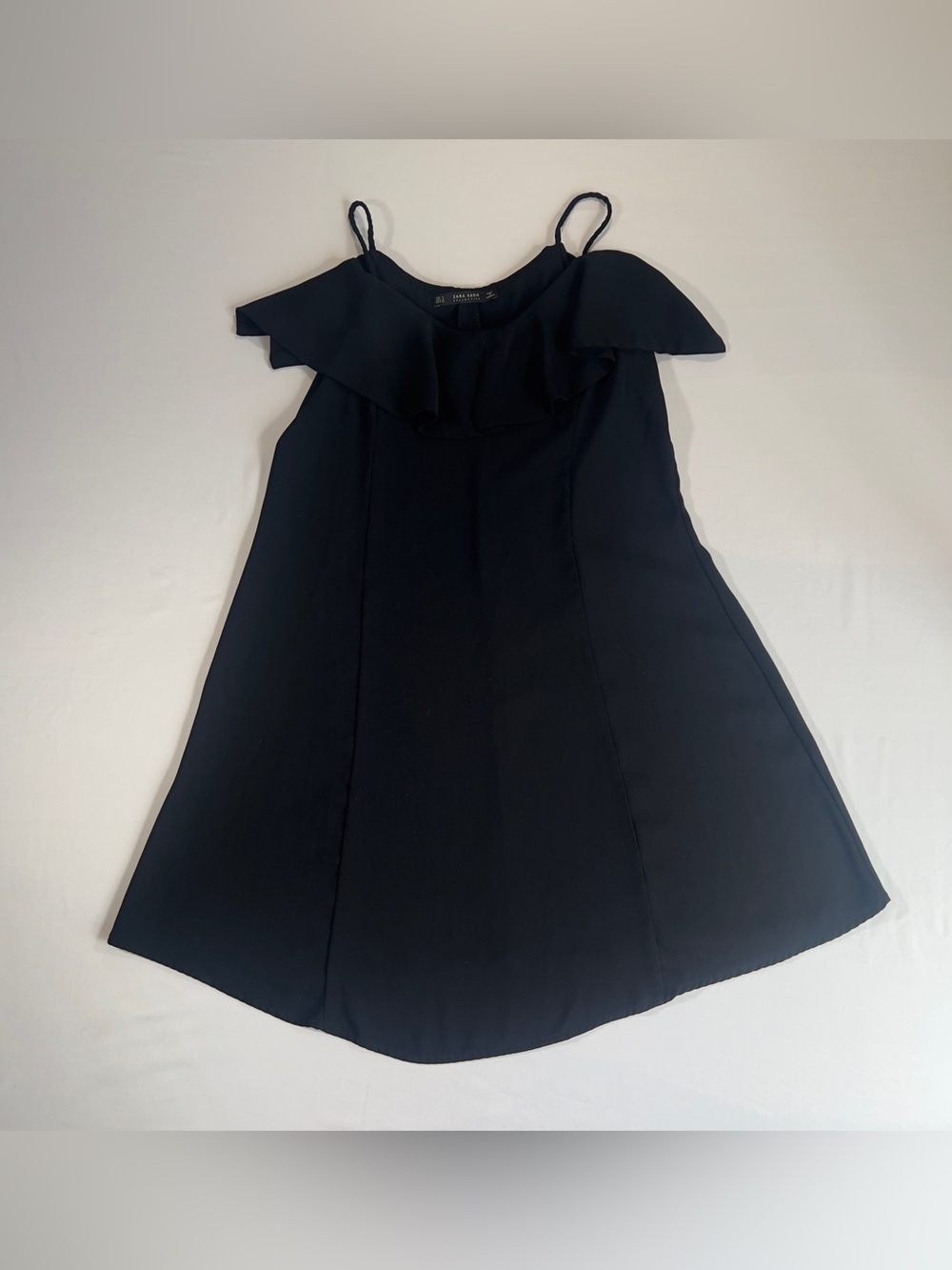 Zara Black Ruffle-Trim Mini Dress
